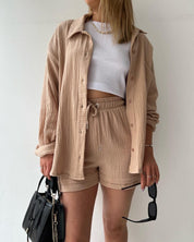 Korte zomerset met luchtige stof voor vrouwen