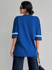 Oversized varsity shirt met V-hals voor vrouwen