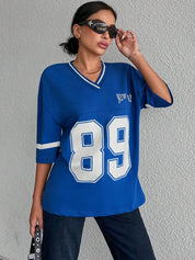 Oversized varsity shirt met V-hals voor vrouwen