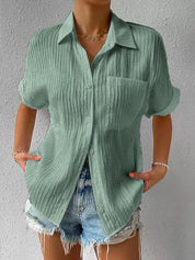 Korte mouwen Relaxed Fit Button-Down overhemd voor vrouwen
