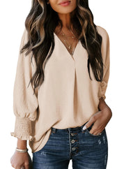 Blouse met gesmokte mouwen en soepel vallend ontwerp voor vrouwen