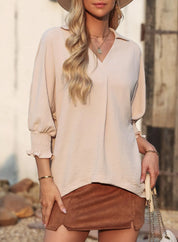 Blouse met gesmokte mouwen en soepel vallend ontwerp voor vrouwen