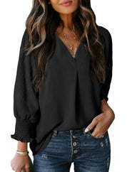 Blouse met gesmokte mouwen en soepel vallend ontwerp voor vrouwen