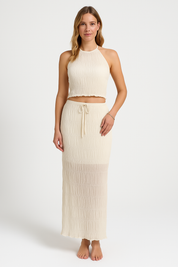 Plissé crop top met halterneck en ruches voor vrouwen