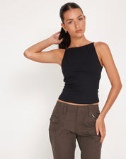 Zwarte haltertop met minimalistisch design voor vrouwen