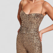 Jumpsuit met pailletten in glamoureuze stijl voor vrouwen