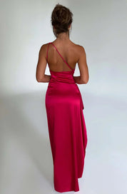 Avondjurk met satijnen one-shoulder ontwerp voor vrouwen