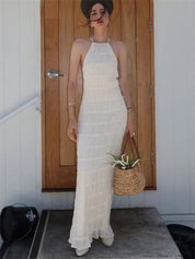 Maxi-Jurk met Halter en Elegante Open Rug voor vrouwen